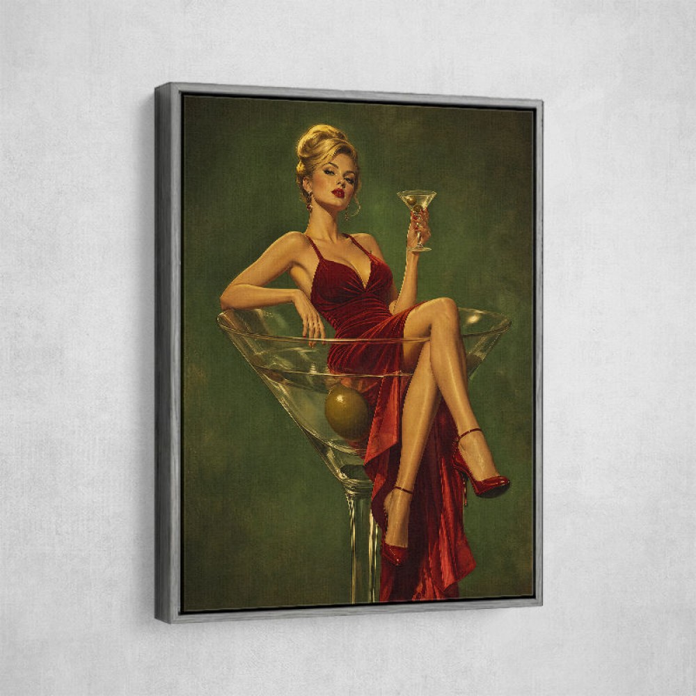 The Martini Muse Wall Art | Vintage Glamour Cocktail Print UAE